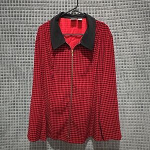 Red Lightweight Zip Shirt Jacket 24W 3XL Preppy Sporty Academia Corp Punk Rock